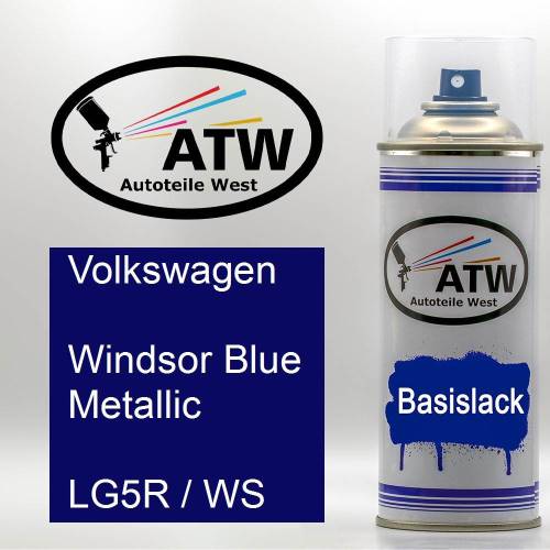 Volkswagen, Windsor Blue Metallic, LG5R / WS: 400ml Sprühdose, von ATW Autoteile West.